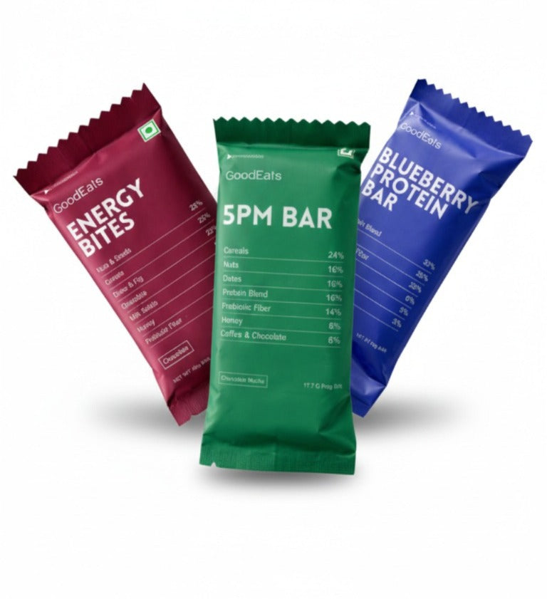 All - Day GoodEats Trio (Energy Bites + 5PM Bars + Blueberry Protein Bars)
